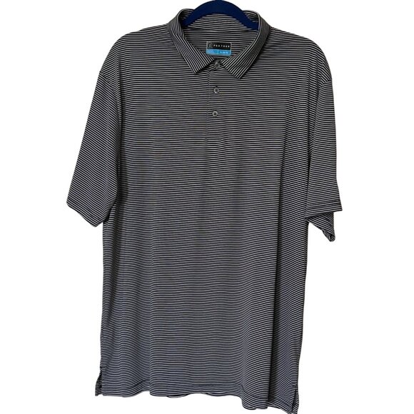 Men's PGA Tour Black Striped Golf Polo Shirt 100% Polyester Size XL - Picture 1 of 16